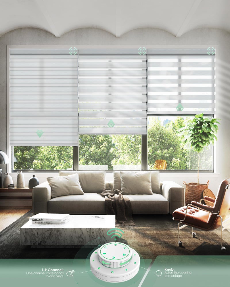 Yoolax Motorized Zebra Blinds Works with Alexa, Motorized Shades with Remote Custom Size, Privacy Electric Zebra Blinds for Windows, Fabric Sample (Multicolor) - Image 2